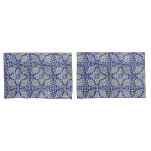 Blue & White Mediterranean Vintage Floral Pattern Pillow Case