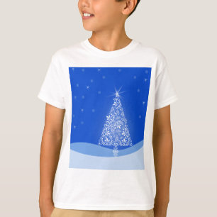 Blue White Merry Christmas Tree Stars Night Light T-Shirt