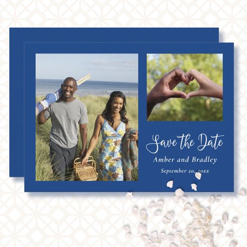 Blue White Minimal Simple QR Code Save the Date  Invitation