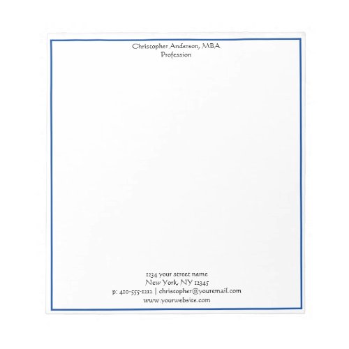 Blue White Minimalist Business Professional   Notepad