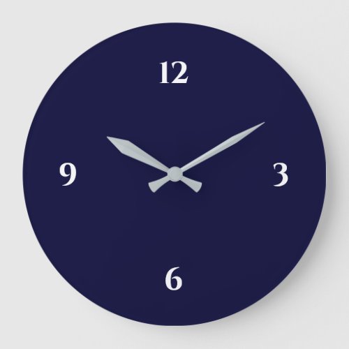 Blue  White Minimalist Large Clock