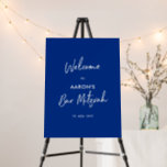 Blue & White Modern Bar Mitzvah Welcome Sign<br><div class="desc">Welcome your guest with this modern Bar Mitzvah welcome sign. This sign features a simple script "Welcome to Bar Mitzvah" in blue & white color theme. You can customize the name and the date. Matching invitations and party supplies are available at my shop BaraBomDesign.</div>