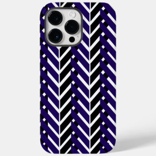 Blue White Modern Chevron Pattern Case-Mate iPhone 14 Pro Max Case