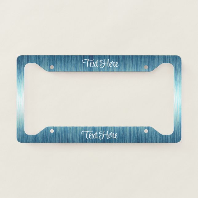 Blue White Modern Gauze Blended Personalized License Plate Frame (Front)
