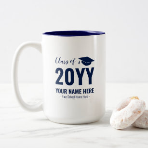 Blue & White   Modern Graduation Gift Custom Mug