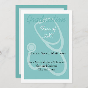 Blue/White Modern Medical Graduation Announcement