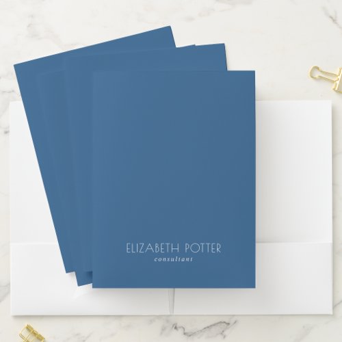 Blue &amp; White Modern Minimalist Chic Professional  Pocket Folder