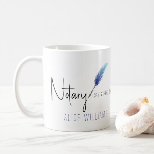 Blue  White Modern Minimalist Simple Notary Coffee Mug