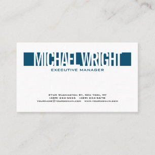 Blue White Modern Plain Simple Minimalist Bold Business Card