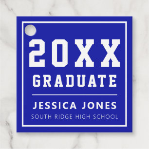 Blue & White Modern Varsity   Class of 2021 Favor  Tags