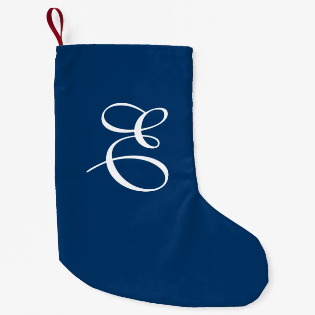 Blue & White Monogram Christmas Stocking (Front)