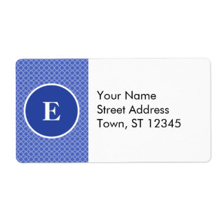 Blue White Monogram Circles Pattern Label