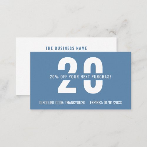 Blue White Monogram Elegant Professional Business Discount Card