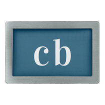 Blue white monogram initials elegant modern belt buckle