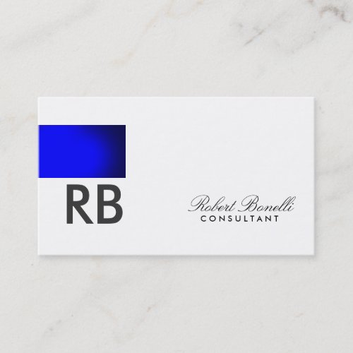 Blue White Monogram Script Consultant Business Business Card