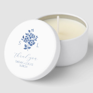 Blue & White Monogram Thank you Wedding  Mini Candle Favors
