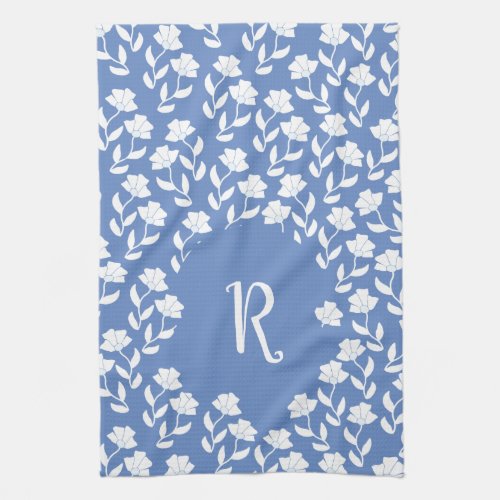 Blue White Monogrammed Bridal Shower Home Kitchen Towel