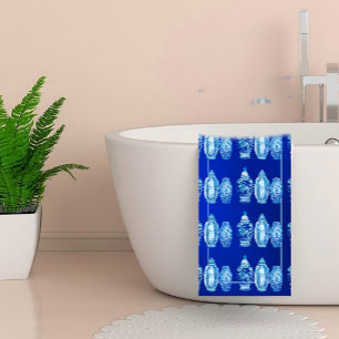 Blue White Monogrammed Elegant Ginger Jar Bath Towel Set