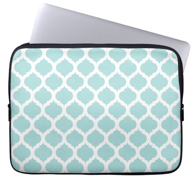 Blue & White Moroccan Laptop Sleeve (Front)