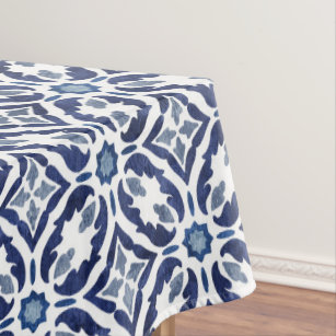 Blue & White Moroccan Tile Pattern  Tablecloth