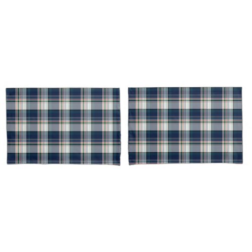 Blue White Multi Thread Plaid Pillow Case