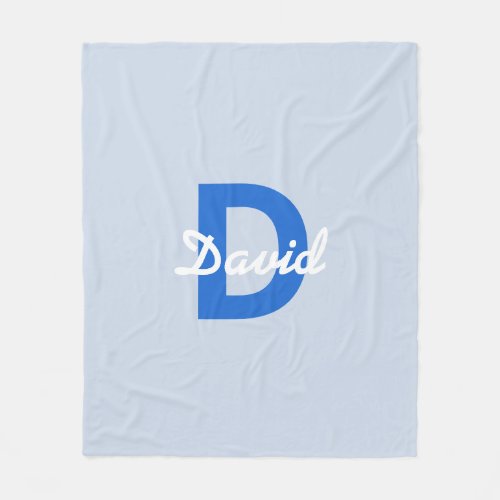 Blue  White Name  Monogram Fleece Blanket