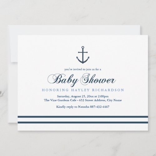 Blue &amp; White Nautical Baby Shower Invite