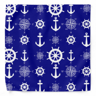 Blue White Nautical Coastal Boating Bandana