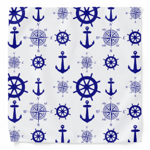 Blue White Nautical Coastal Boating Bandana