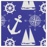 Blue White Nautical Coastal Boating Fabric