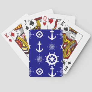 Blue White Nautical Coastal Boating Poker Cards