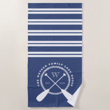 Blue White Nautical Lake House Monogram