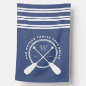 Blue White Nautical Lake House Monogram House Flag 