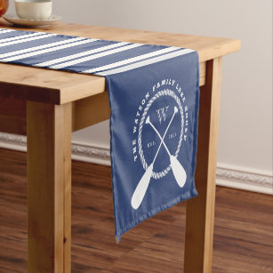 Dining Room Kitchen Rectangular Runner White Rose and Blue Ambesonne Marine Table Runner 16 X 72 Nautical Themed Zeppelin Bend Knots and Ropes Stripes Sailor Life Elements