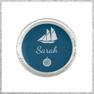 Blue & White Nautical Sailboat Ring