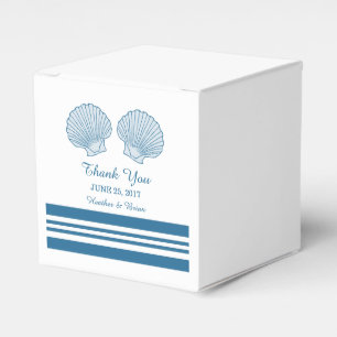 Blue White Nautical Seashells Wedding Favor Boxes