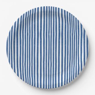 Blue & White Nautical stripes  Paper Plates