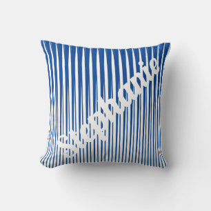Blue White Nautical Stripes Unique Custom Name Throw Pillow