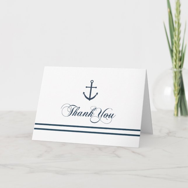 Blue & White Nautical Thank You Card (Front)