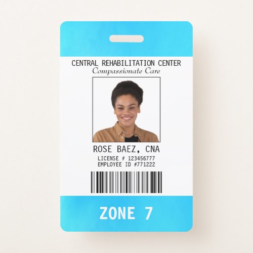  Blue White Nurse Aide CNA Photo ID Name Badge
