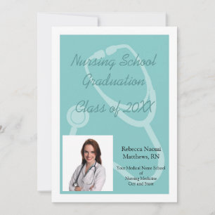 Blue/White Nursing School Graduation Announcement