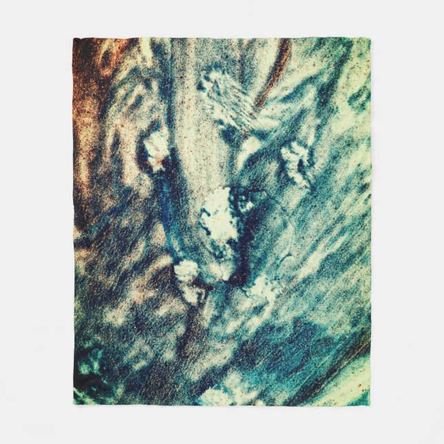 Blue & White Ocean Waves  Fleece Blanket (Front)