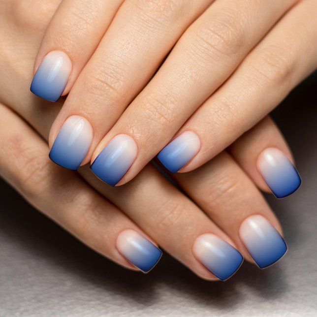 Blue & White Ombre Gradient Minx Nail Art (blue and white ombre nails)