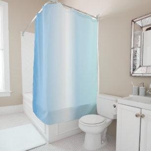 Blue White Ombre Stripes Shower Curtain