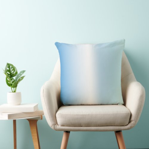 Blue White Ombre Stripes Throw Pillow