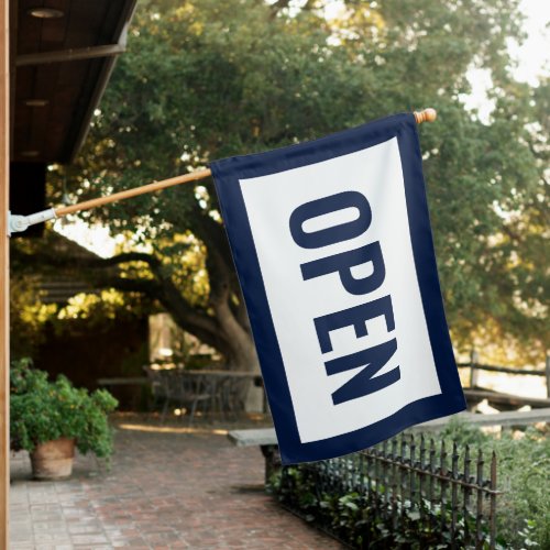 BLUE  WHITE OPEN SIGN FLAG