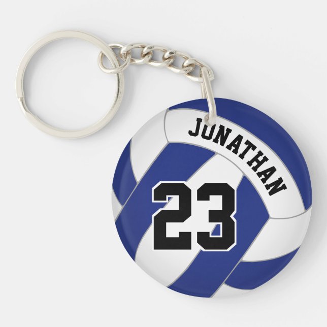 blue white or ANY color volleyball Keychain (Front)