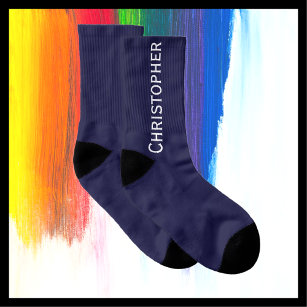 Blue White or CHOOSE YOUR COLOR with Jumbo Name Socks