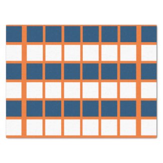 Blue White Orange Checkered Squares Birthday