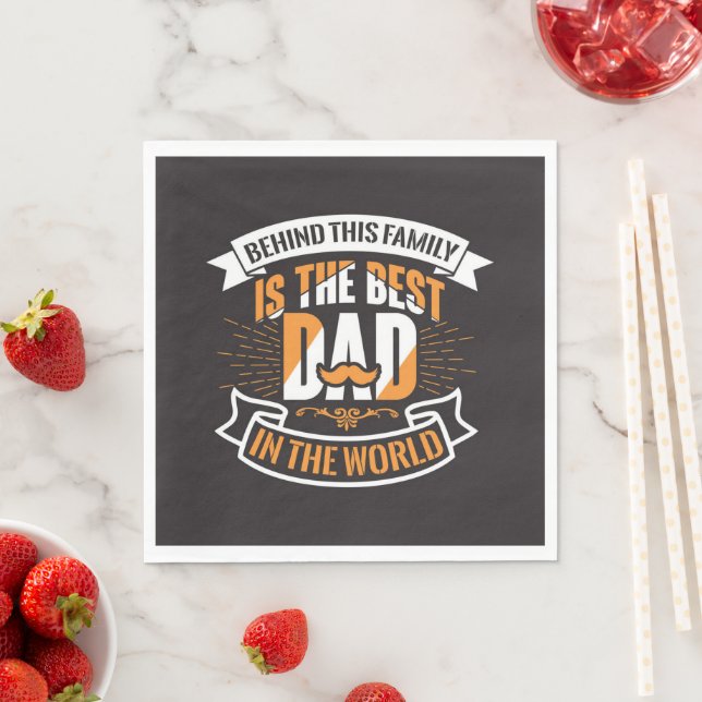 Blue White Orange Fathers Day Family The Best Dad  Napkins (Insitu)